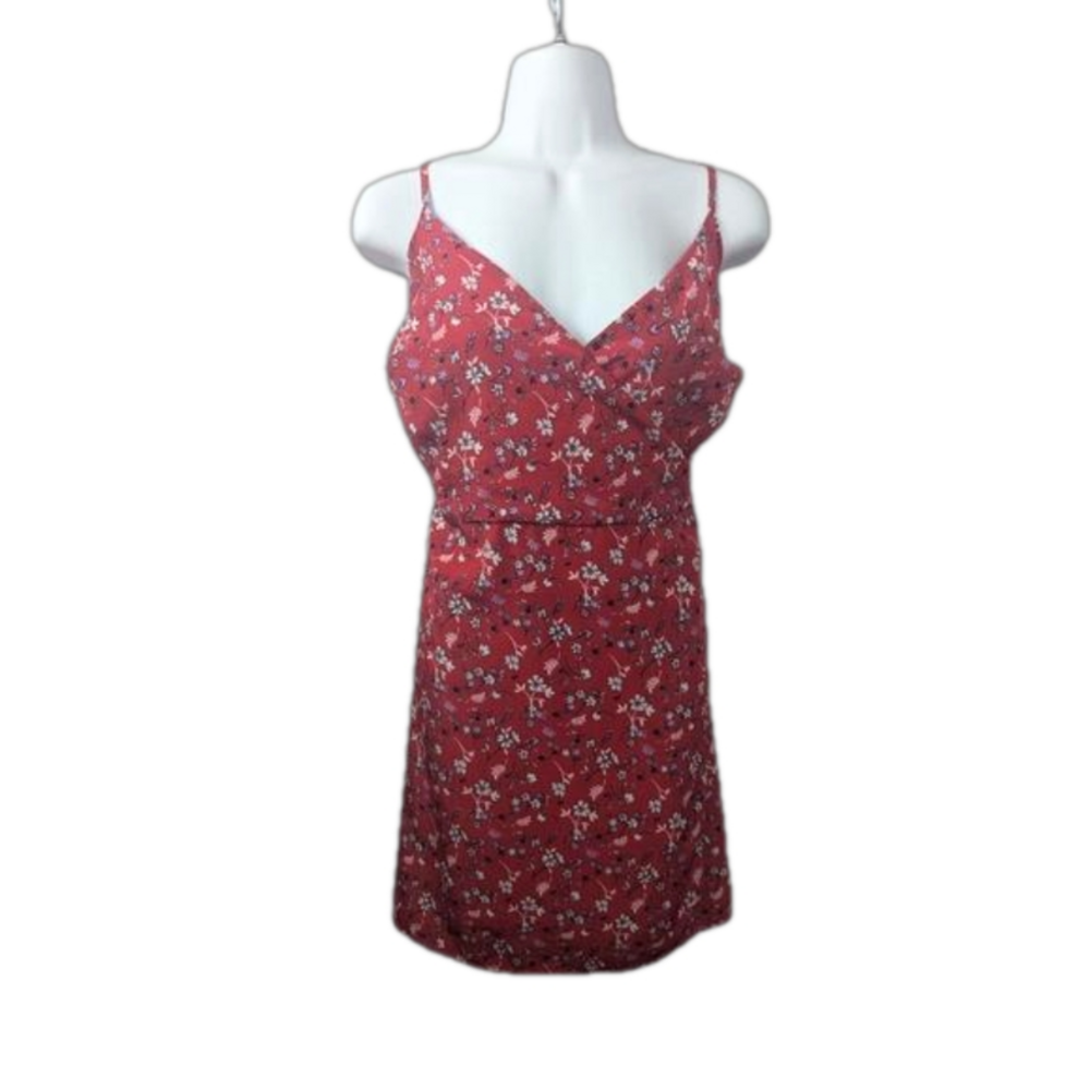 Red Spaghetti Strap Tie Waist Dress